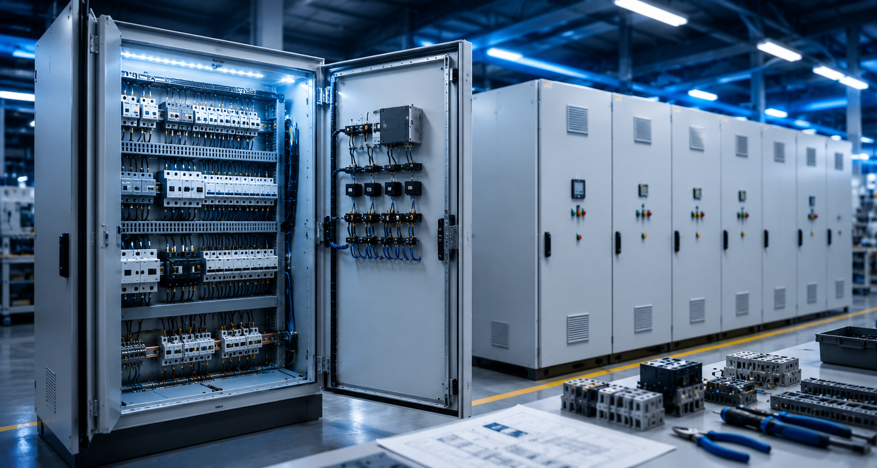 elektrik panosu üretimi, alçak gerilim dağıtım panosu, MCC panosu, kompanzasyon panosu, GES inverter panosu, trafo panosu, ATS jeneratör panosu, PLC otomasyon panosu, ex-proof pano, endüstriyel elektrik panosu
